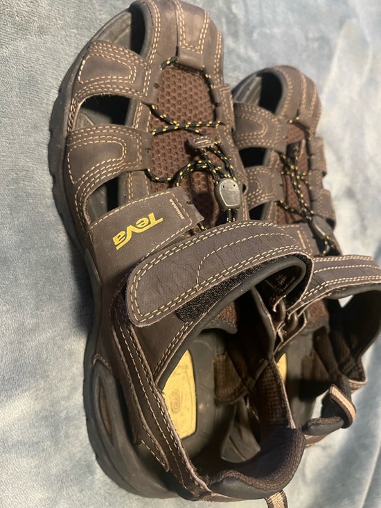 Teva Mens Forebay Fisherman Sandals Brown Cut Out Hook/Loop Bungee Cord SZ 10 main image 7
